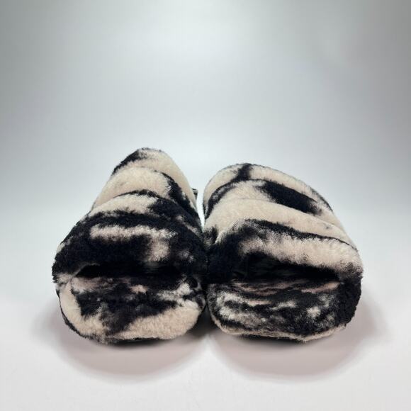 UGG Fluff Yeah Black White Marble Slip On Comfort Slide Sandals Youth Size 5 - Picture 3 of 10